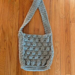 Handcrafted Gray Crochet Shoulder Bag